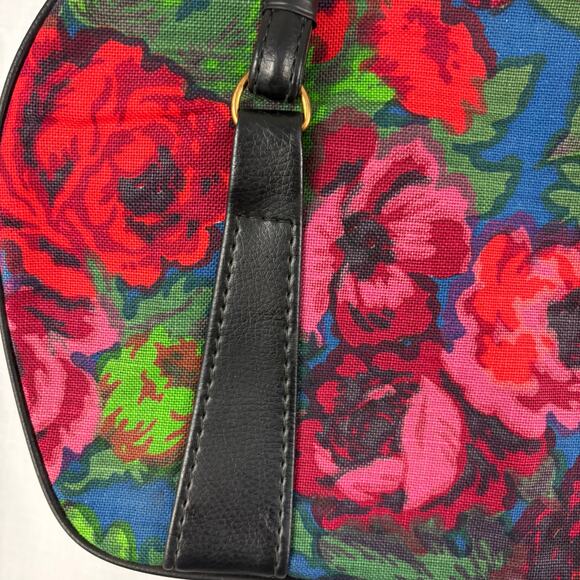 Vintage 70s Floral Tapestry Weekender Carry On Bag Tote Red Pink Green Blue - Picture 8 of 8
